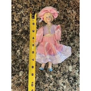 Vint 8 Inch Blonde Doll Blue Eyes Porcelain Face Hands Feet W Soft Body TAIWAN